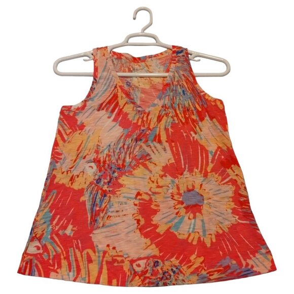Lilly Pulitzer Women's‎ Abstract Print Sleeveless Tank Top Size S Orange V-Neck - Picture 1 of 4